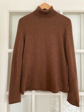 Sutton Studio 100% cashmere caramel brown turtleneck sweater women's XL